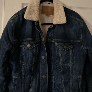 American Eagle Denim Jacket with Sherpa Collar
